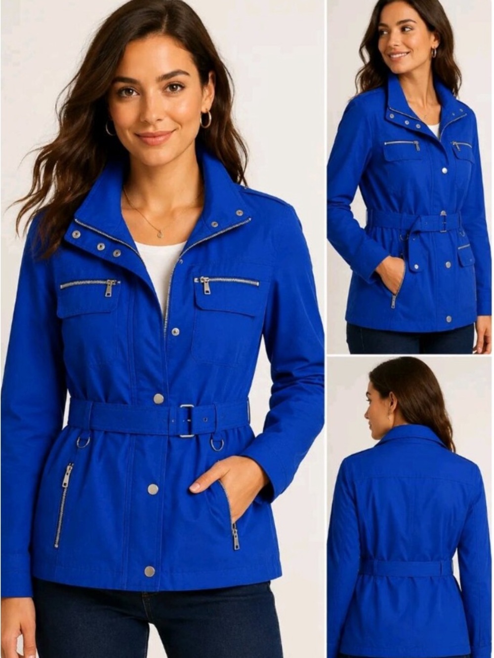 Michael Kors Royal Blue Belted Field Jacket